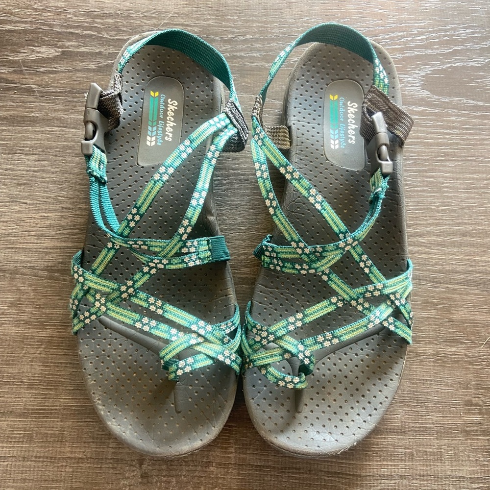 Sketchers Outdoor Lifestyle Reggae Blue Sandals 12